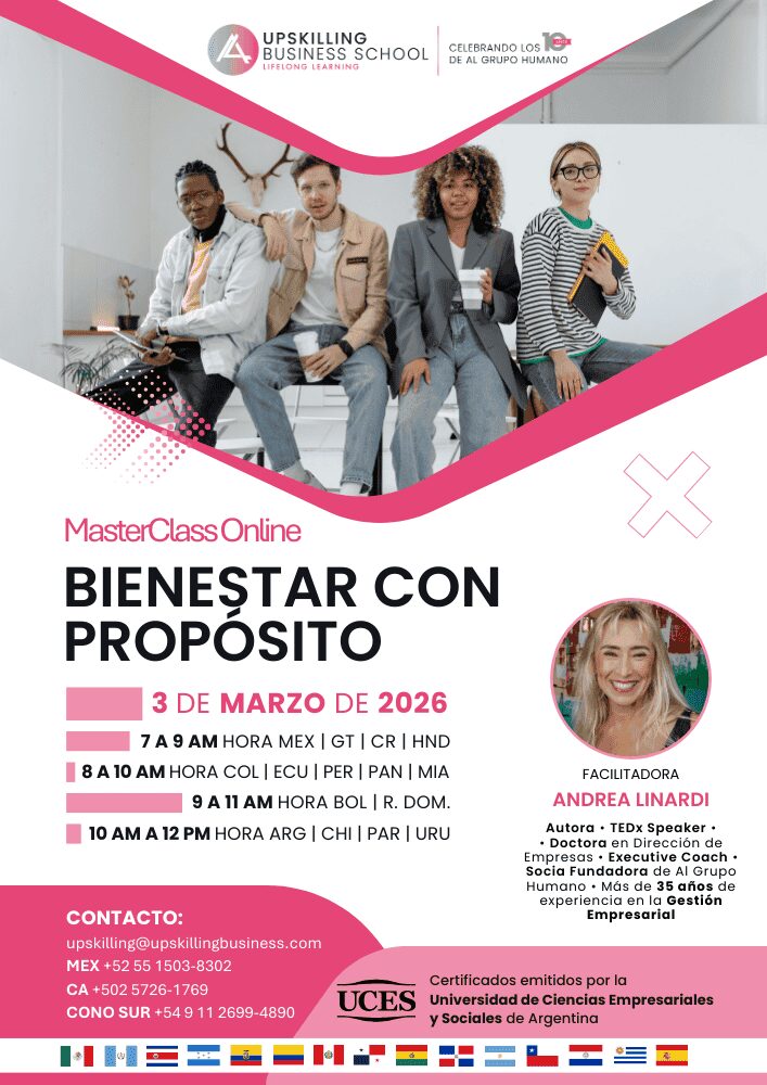 Flyer de nuestra Masterclass: Bienestar con Propósito